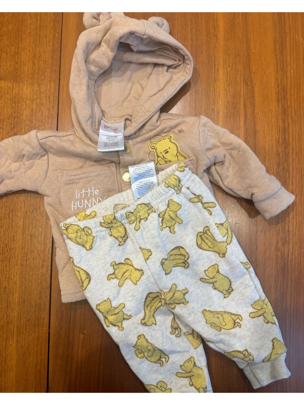 Winnie the Pooh Hooded Baby Outfit Set - Tan and Yellow